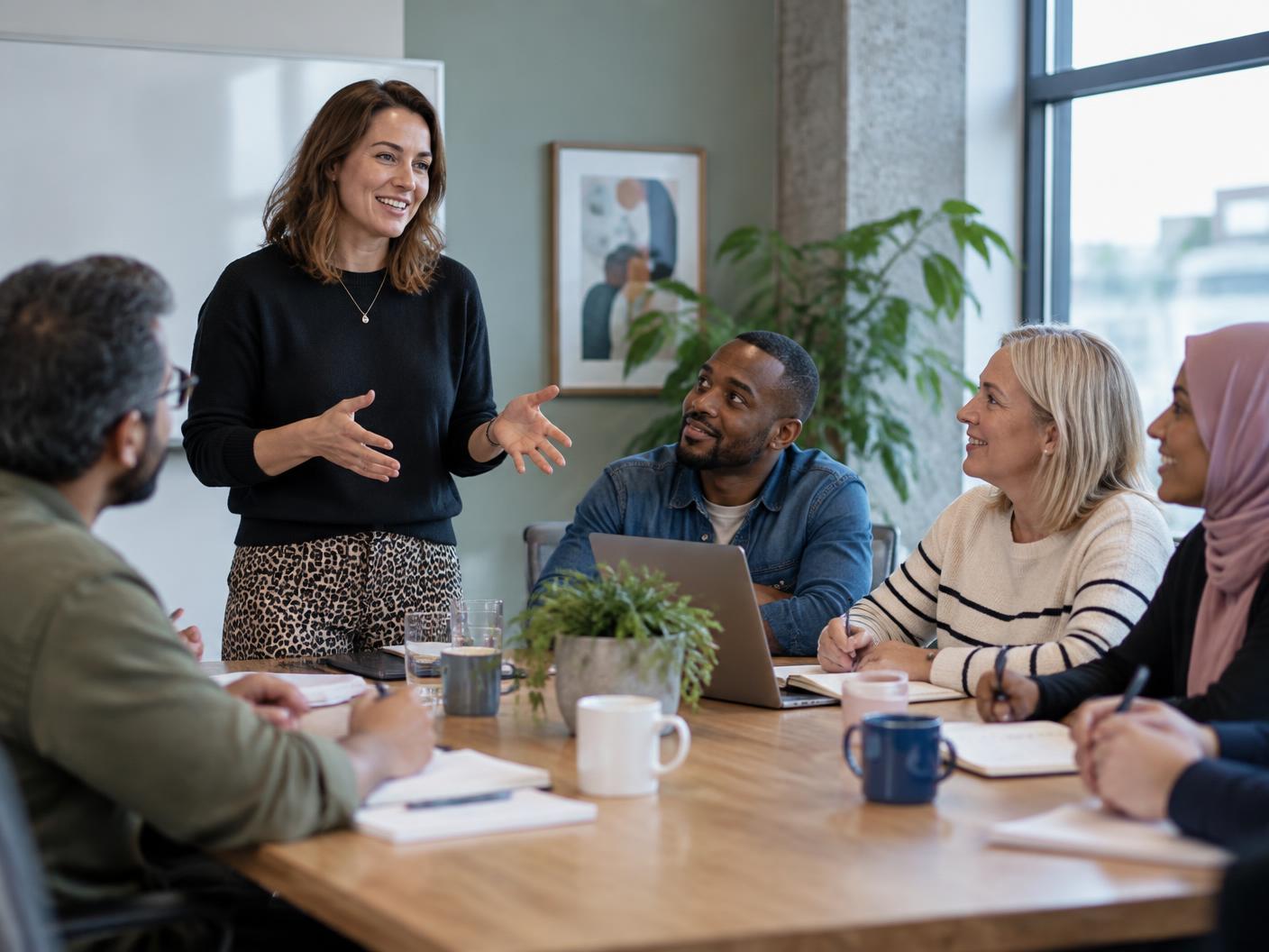 Wellbeing champions learning together in a workplace